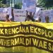 Demo warga menolak pembangunan pembangkit listrik tenaga panas bumi di Wae Sano, Manggarai Barat, Nusa Tenggara Timur, Februari 2019 (Sumber: mongabay.co.id/Sunspirit for Justice and Peace)